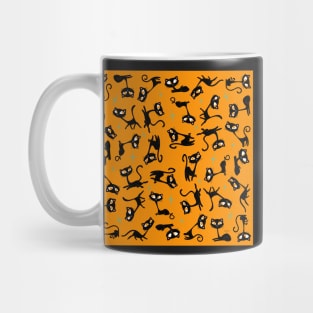 Retro Sassy Tiki Cats with Sparkles (tangerine version) Mug